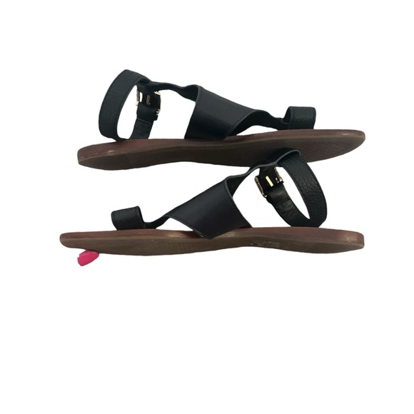 Tory Burch Black Leather Gladiator Ankle Strap Flats Sandals - Picture 6 of 10